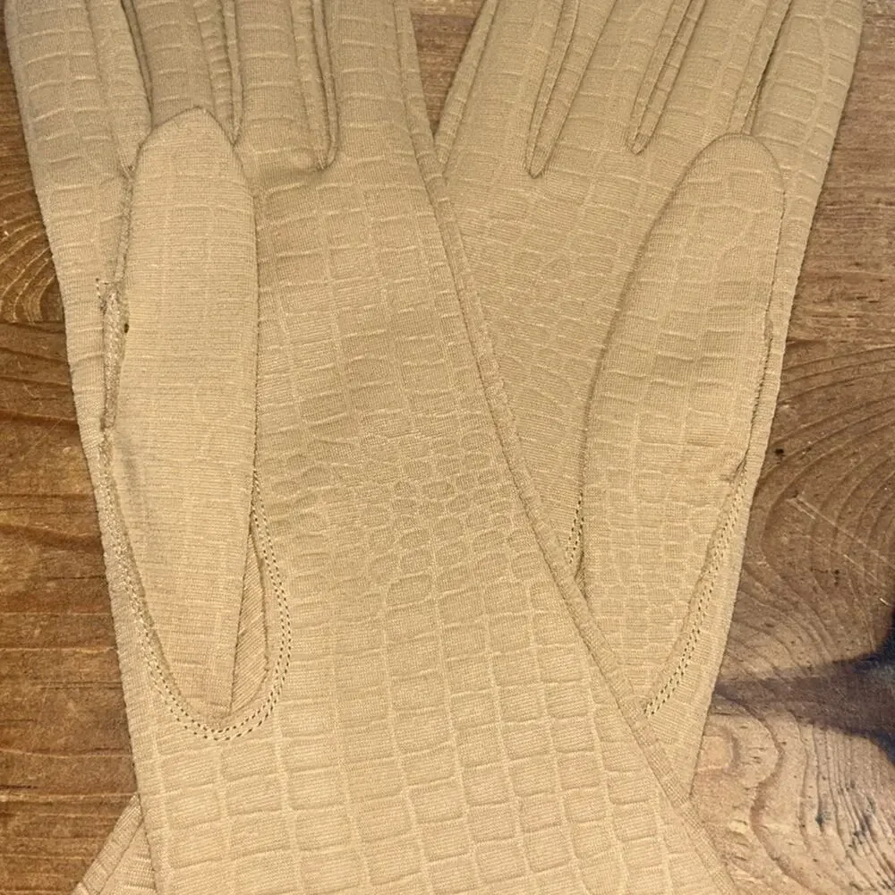 Vintage Camel Crocodile Embossed Gloves